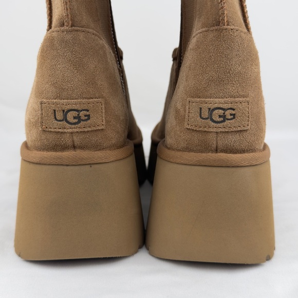 UGG Classic Twin Seam New Heights Platform Boots Chestnut Suede Sz 10 - Picture 8 of 11